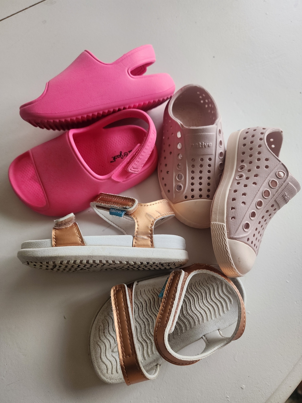 Native And Cat And Jack Bundle: Girls' Pink and Beige Casual Sandals & Slip-Ons